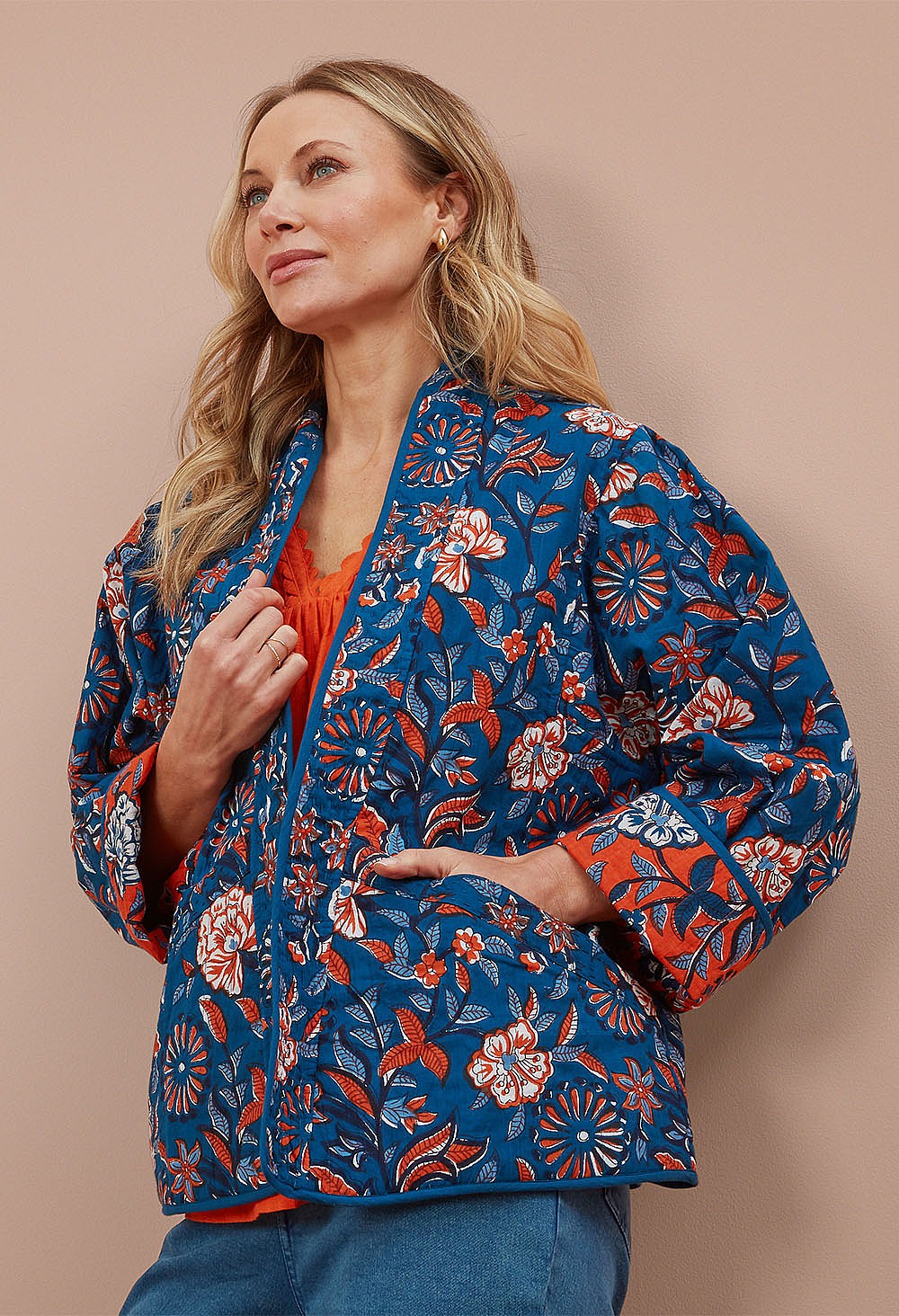 Trailing Botanical Indred Reversible Quilted Kimono | Jackets