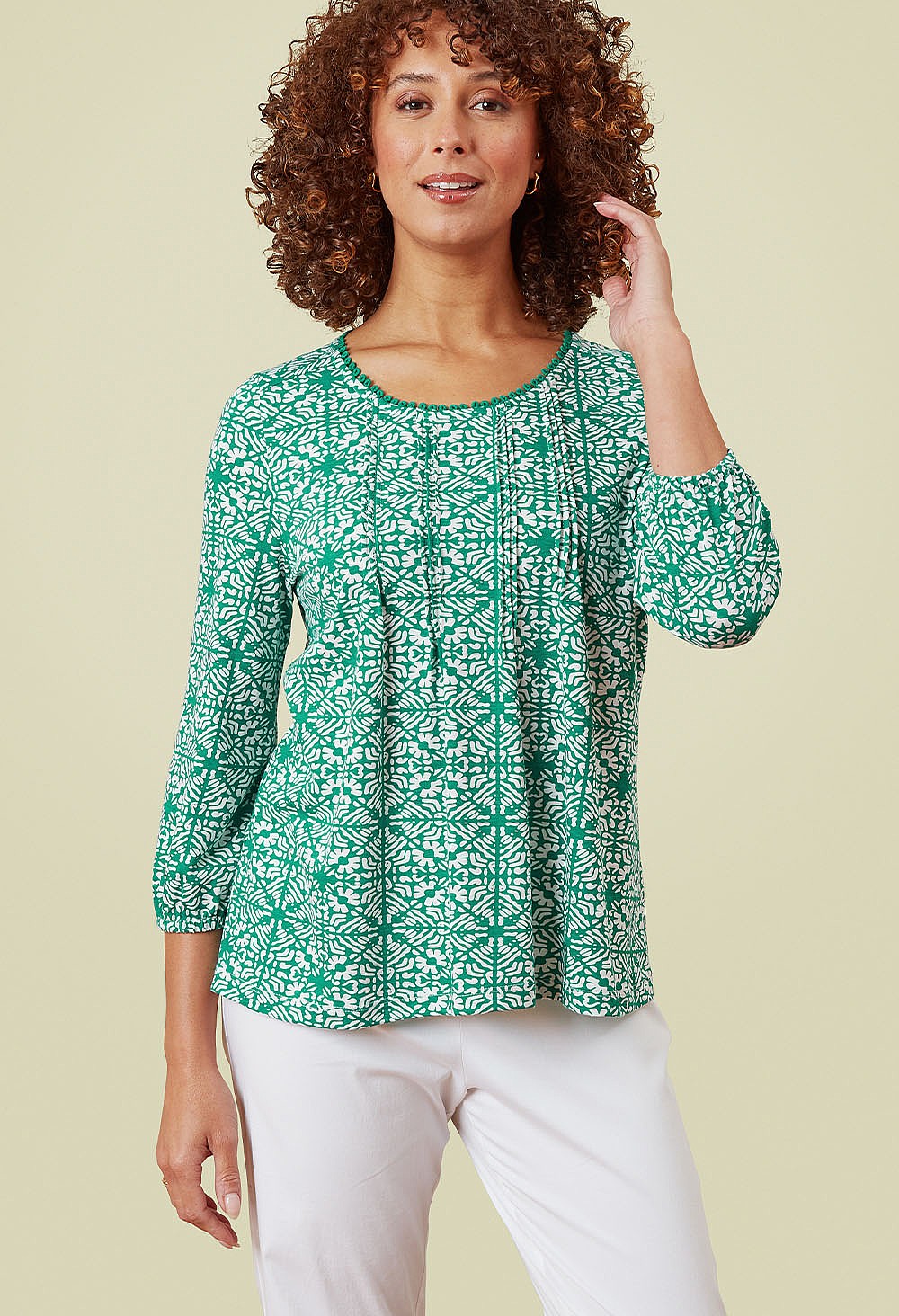Remi Tile Print Top | Tops & Blouses | Adini