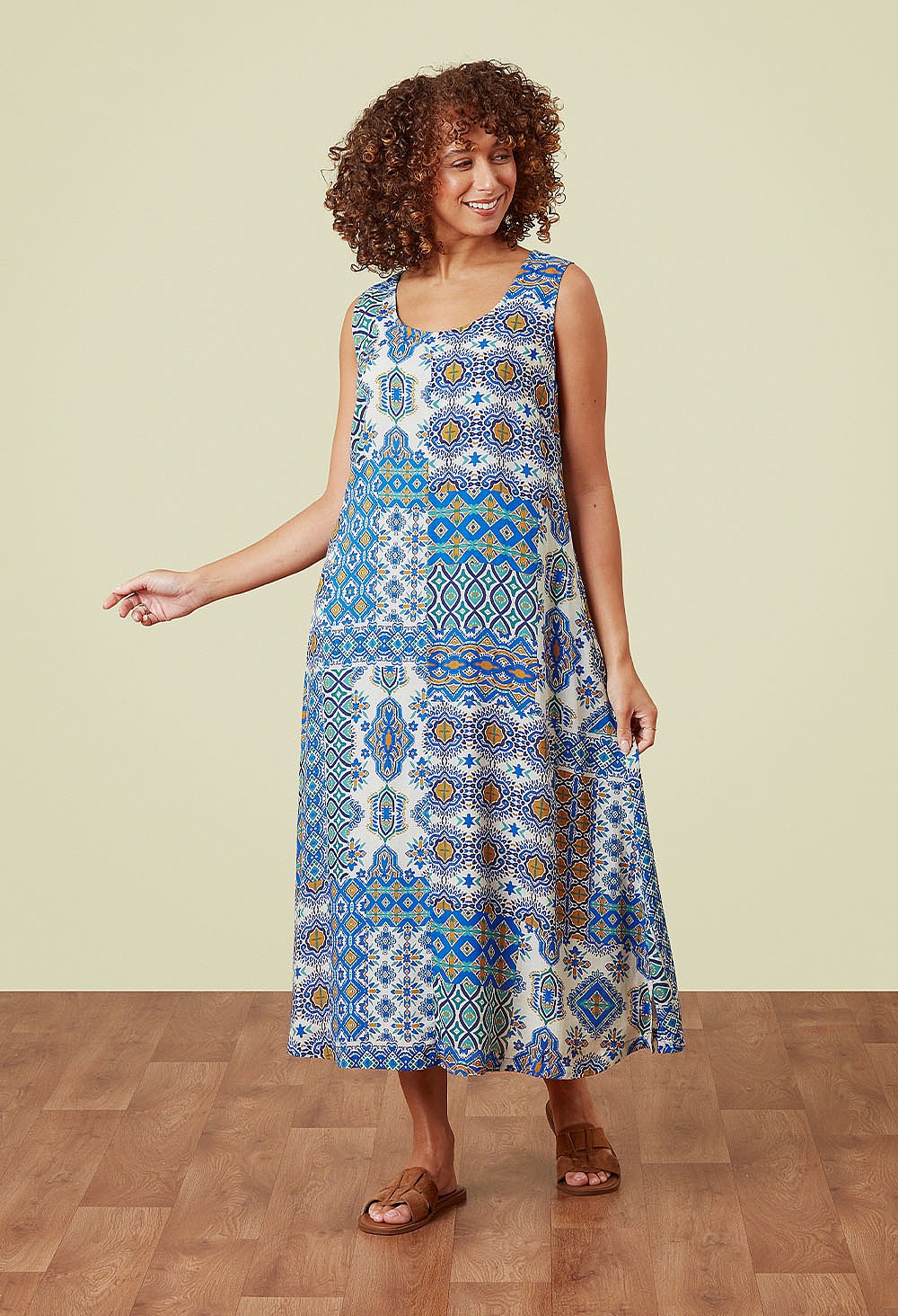 ワンピース maison celon wavy tile pattern dress Porto Tile Patched Tile Dress | Dresses | Adini
